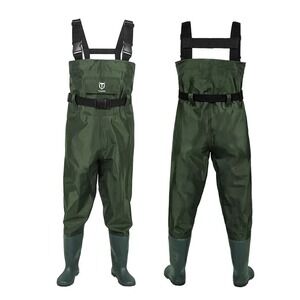 TIDEWE Kids Chest Wader Waterproof Fishing Hunting Bib Pants Green Size 12 13